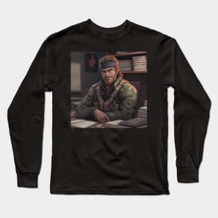 Solid Snake At A Desk Long Sleeve T-Shirt